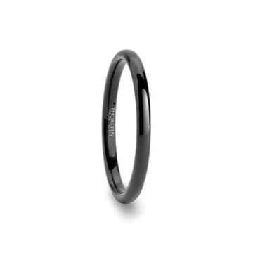 TULSA Domed Black Tungsten Carbide Wedding Band for Women - 2mm - Larson Jewelers