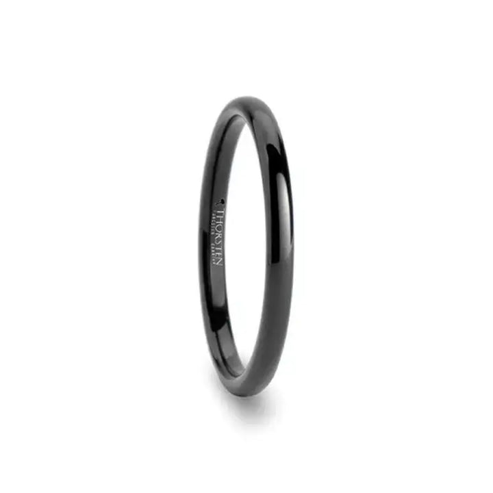 TULSA Domed Black Tungsten Carbide Wedding Band for Women - 2mm - Larson Jewelers