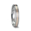 ZEUS Flat Brushed Finish Tungsten Carbide Ring with Rose Gold Plated Groove - 4mm - 10mm - Larson Jewelers