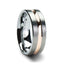 ZENITH Flat Brushed Finish Tungsten Ring with Rose Gold Channel - 10mm - Larson Jewelers
