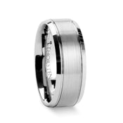 CRONUS Brushed Center with Polished Bevels Tungsten Wedding Band - 6mm & 8mm - Larson Jewelers