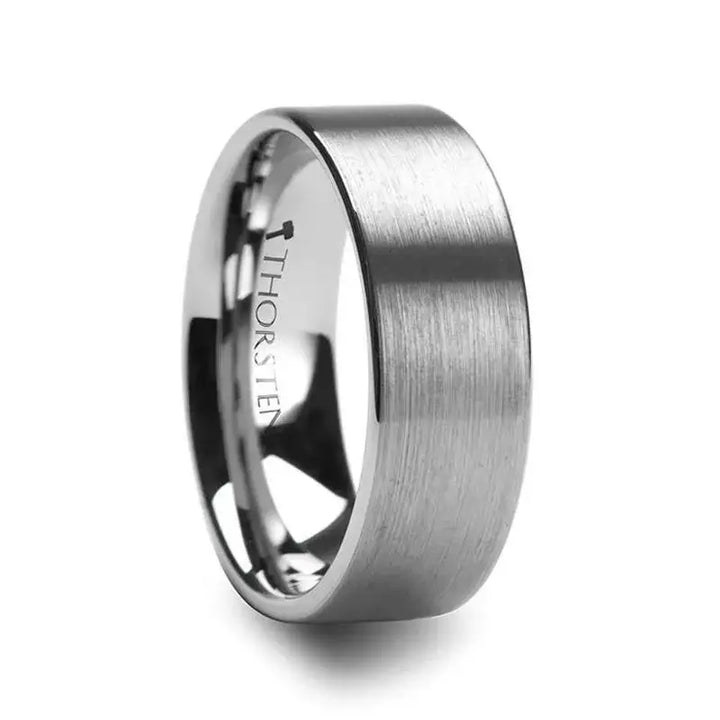 TILLY Flat Style Womens Tungsten Carbide Ring with Brushed Finish - 2mm - Larson Jewelers