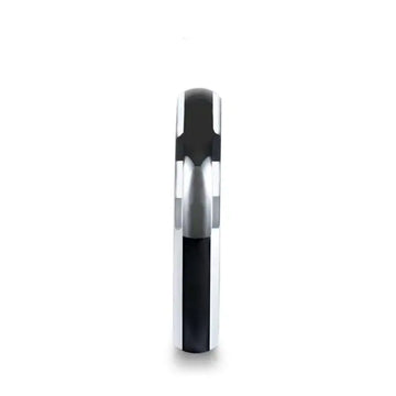 Front profile of ESPRIT domed black tungsten carbide ring showing polished beveled edges