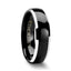 Angled view of ESPRIT domed black tungsten carbide ring with bright beveled rims