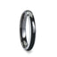 Side view of ESPRIT domed black tungsten carbide ring with polished silver-tone beveled edges