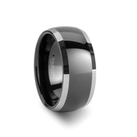 MEMPHIS Domed Black Tungsten Wedding Band with Polished Edges - 10mm - Larson Jewelers