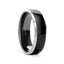 Medium-width black tungsten ring with polished beveled edges