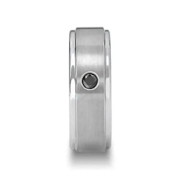 COVENTRY Raised Brushed Center Tungsten Ring with Black Diamond - 8mm - Larson Jewelers