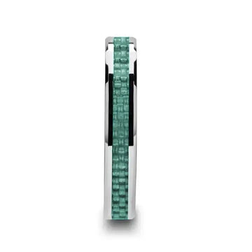 AUGUSTINE Women's Tungsten Ring with Light Blue Carbon Fiber Inlay - 4mm - Larson Jewelers