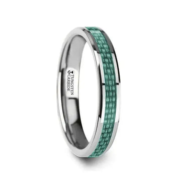 AUGUSTINE Women's Tungsten Ring with Light Blue Carbon Fiber Inlay - 4mm - Larson Jewelers
