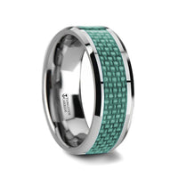 AUGUSTUS Blue Carbon Fiber Inlay Tungsten Carbide Band - 4mm - 10mm - Larson Jewelers