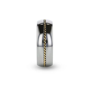 GOLDWYN Braided 14k Gold Inlay Domed Tungsten Ring - 6mm or 8mm - Larson Jewelers