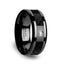 ANGUS Black Ceramic Wedding Band with Black Carbon Fiber Inlay and White Diamond- 8mm - Larson Jewelers