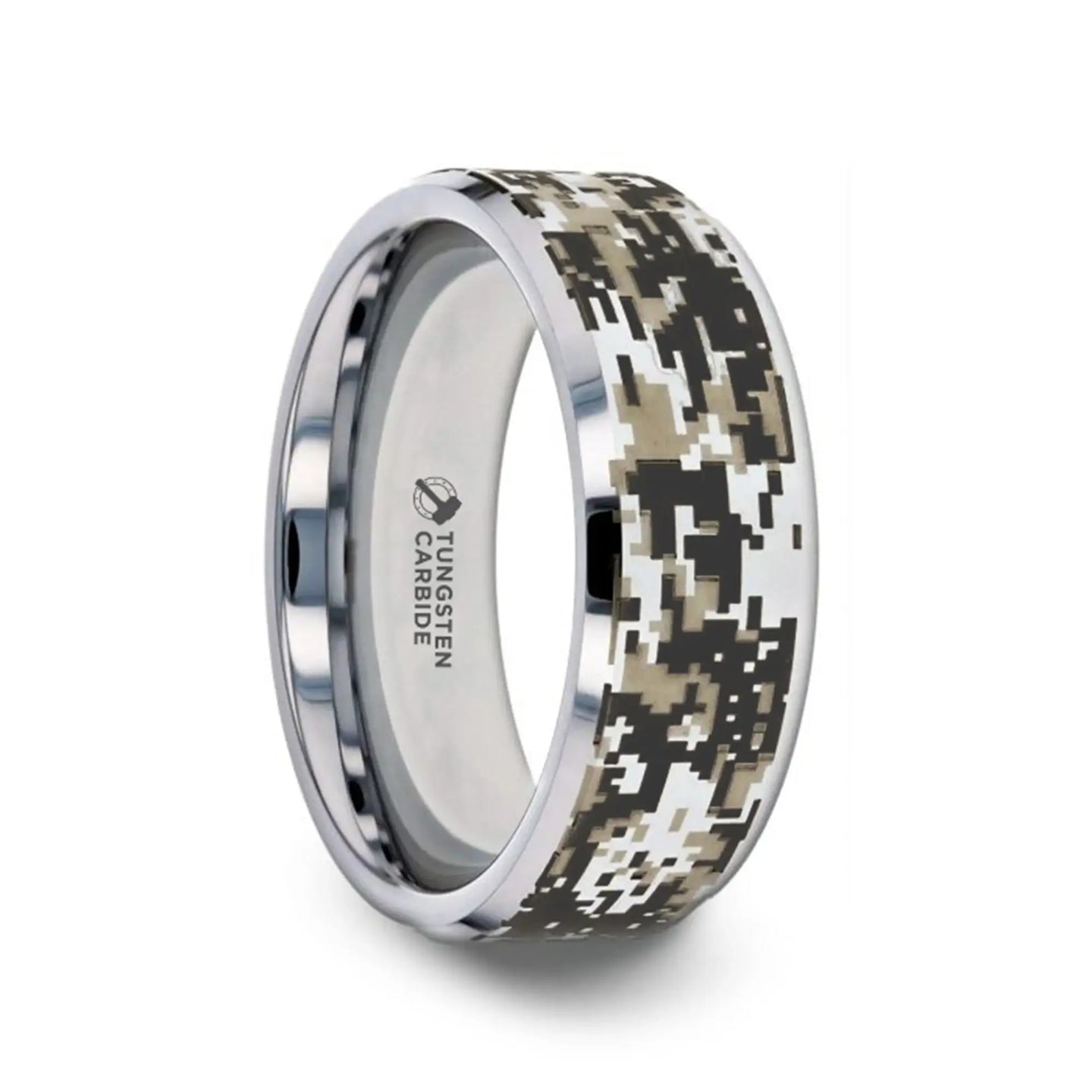 STEALTH Tungsten Carbide Wedding Ring with Engraved Digital Camouflage - 8mm - Larson Jewelers