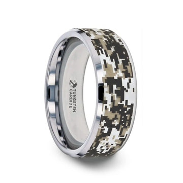 STEALTH Tungsten Carbide Wedding Ring with Engraved Digital Camouflage - 8mm - Larson Jewelers