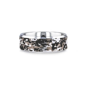 STEALTH Tungsten Carbide Wedding Ring with Engraved Digital Camouflage - 8mm - Larson Jewelers