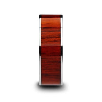CLAYMORE Flat Tungsten Carbide Band with Exotic Padauk Wood Inlay and Polished Edges - 8mm - Larson Jewelers