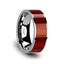 CLAYMORE Flat Tungsten Carbide Band with Exotic Padauk Wood Inlay and Polished Edges - 8mm - Larson Jewelers