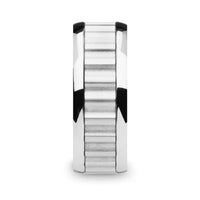 CUTLASS Tungsten Carbide Wedding Band with Gear Teeth Inlay & Polished Edges - 9mm - Larson Jewelers