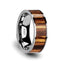 COPAN Flat Tungsten Carbide Ring with Polished Edges & Real Zebra Wood Inlay - 8mm - Larson Jewelers