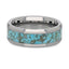 TURCHESE Light Turquoise Spider Web Inlay Tungsten Men's Wedding Band With Beveled Edges - 8mm - Larson Jewelers