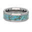 TURCHESE Light Turquoise Spider Web Inlay Tungsten Men's Wedding Band With Beveled Edges - 8mm - Larson Jewelers