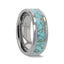 TURCHESE Light Turquoise Spider Web Inlay Tungsten Men's Wedding Band With Beveled Edges - 8mm - Larson Jewelers