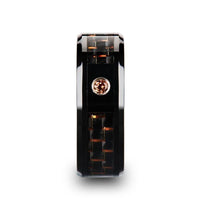 HELSING Black Ceramic Ring with Black and Orange Carbon Fiber and Orange Padparadscha Setting - 8mm - Larson Jewelers