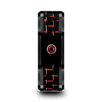 SORRELL Black Ceramic Ring with Black and Red Carbon Fiber and Red Ruby Setting - 8mm - Larson Jewelers