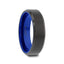 RIGEL Flat Beveled Edges Black Tungsten Ring with Brushed Center and Vibrant Blue Inside - 6mm & 8mm - Larson Jewelers
