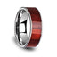 SHERWOOD Flat Tungsten Carbide Band with Exotic Brazilian Rose Wood Inlay and Polished Edges - 8mm - Larson Jewelers