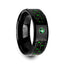 HADAR Black Ceramic Ring with Black and Green Carbon Fiber and Green Emerald Setting - 8mm - Larson Jewelers