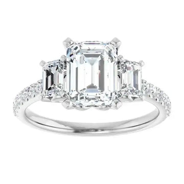 EMMA Silver Emerald Cut Engagement Ring - Larson Jewelers