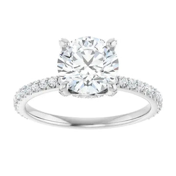 DAVITA 18K White Gold Hidden Halo Round Lab Grown Diamond Engagement Ring - Larson Jewelers