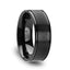 BLACKHEART Flat Brushed Finish Center Black Ceramic Wedding Band with Dual Offset Grooves and Polished Edges - 6mm or 8mm - Larson Jewelers