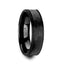REVENANT Hammered Finish Center Black Ceramic Wedding Band with Dual Offset Grooves and Polished Edges - 6mm or 8mm - Larson Jewelers