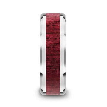 MAUVE Purpleheart Wood Inlaid Tungsten Carbide Ring with Bevels - 8mm - Larson Jewelers