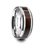 KEVAZ Bubinga Wood Inlaid Tungsten Carbide Ring with Bevels - 8mm - Larson Jewelers