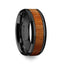 THRACIAN Carpathian Wood Inlaid Black Ceramic Ring with Bevels - 6mm & 8mm - Larson Jewelers