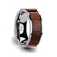 THRACO Flat Carpathian Wood Inlaid Tungsten Carbide Ring with Polished Edges - 8mm - Larson Jewelers