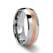 ALPHEUS Rose Gold Inlaid Domed Tungsten Ring - 6mm & 8mm - Larson Jewelers
