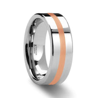 CERBERUS Rose Gold Inlaid Flat Tungsten Ring - 6mm & 8mm - Larson Jewelers