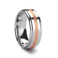 NICOLAUS Rose Gold Inlaid Raised Center Tungsten Carbide Ring - 8mm - Larson Jewelers