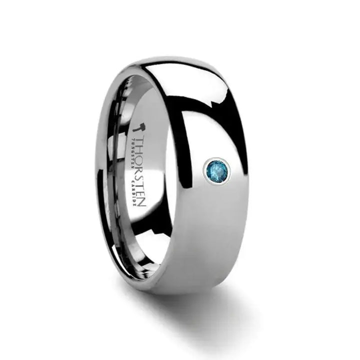 BUCKINGHAM Domed Blue Diamond Tungsten Carbide Ring - 6mm & 8mm - Larson Jewelers