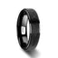 REBEL Raised Hammer Finish Step Edge Black Tungsten Carbide Wedding Band with Brushed Finish - 6mm or 8mm - Larson Jewelers