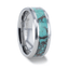 TURKIS Turquoise Spider Web Inlay Tungsten Carbide ring with Beveled Polished Edges - 8mm - Larson Jewelers