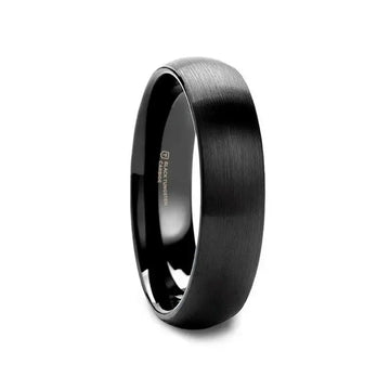RAIDER Domed Brush Finished Black Tungsten Wedding Band (2mm–12mm) - Larson Jewelers