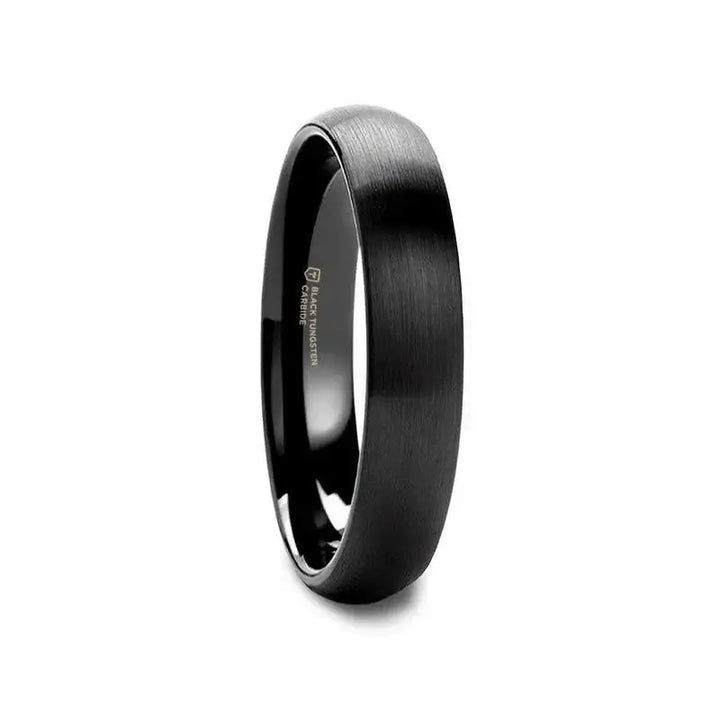 RAIDER Domed Brush Finished Black Tungsten Wedding Band (2mm–12mm) - Larson Jewelers