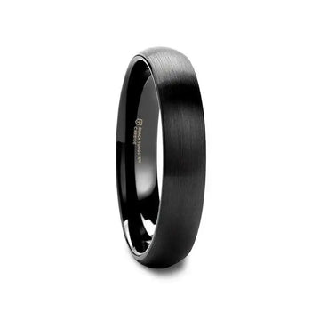 GEORGIA Domed Brush Finished Black Tungsten Carbide Wedding Band for Women - 2mm - Larson Jewelers