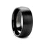 Angled side view of the 12mm black tungsten carbide ring with brushed exterior and glossy inner band